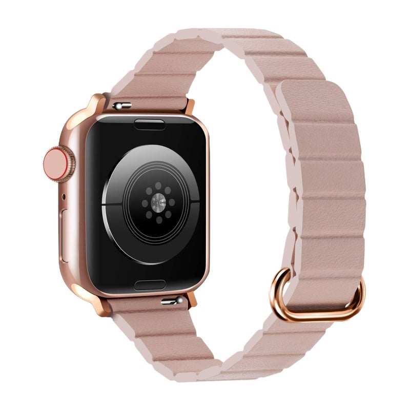 AD Orange Classic Leather Strap Smartwatch Band Compatible with Apple Watch with Adjustable Fit Replacement Strap for Daily Wear - Image 4