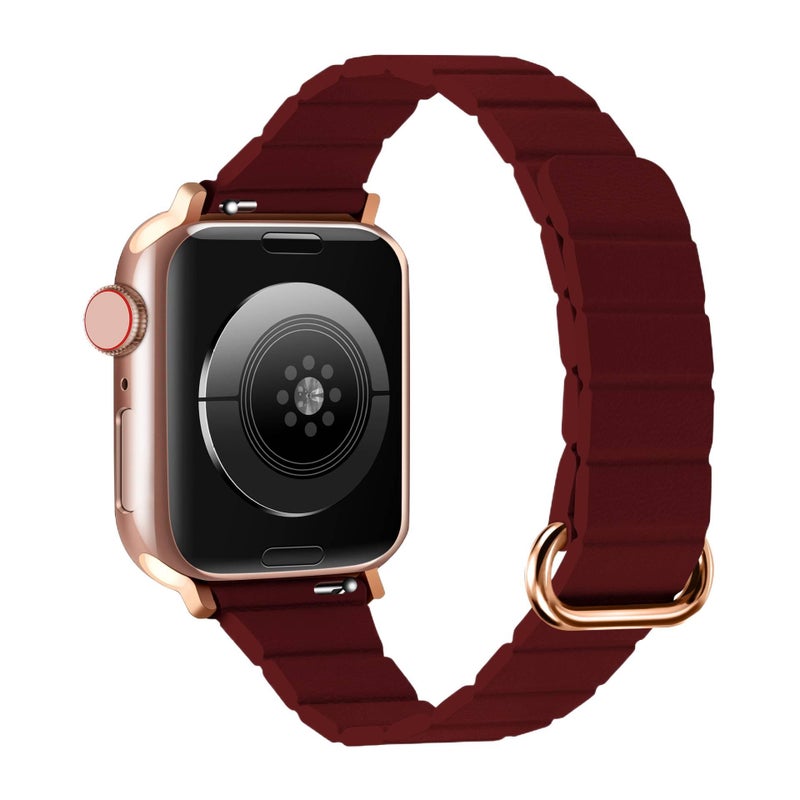 AD Orange Classic Leather Strap Smartwatch Band Compatible with Apple Watch with Adjustable Fit Replacement Strap for Daily Wear - Image 5