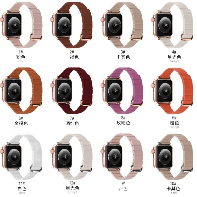 AD Orange Classic Leather Strap Smartwatch Band Compatible with Apple Watch with Adjustable Fit Replacement Strap for Daily Wear - Image 3