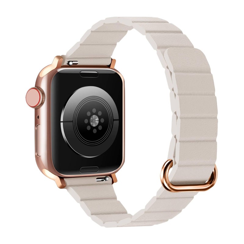 AD Orange Classic Leather Strap Smartwatch Band Compatible with Apple Watch with Adjustable Fit Replacement Strap for Daily Wear - Image 2