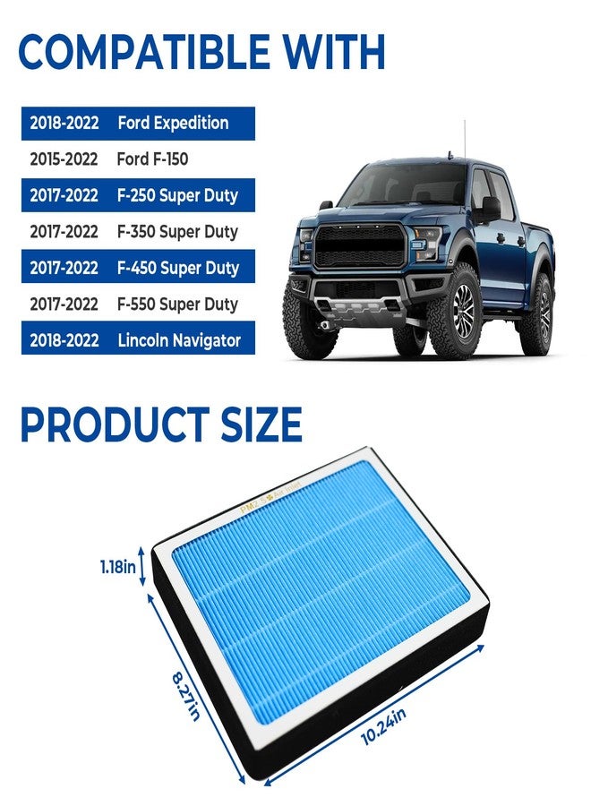 Omrisy CF12150 Cabin Air Filter With Activated Carbon For 2015-2022 Ford F150 2017-2022 F250 F350 F450 F550 Super Duty Expedition Lincoln Navigator Activated Carbon Air Filters - Image 2