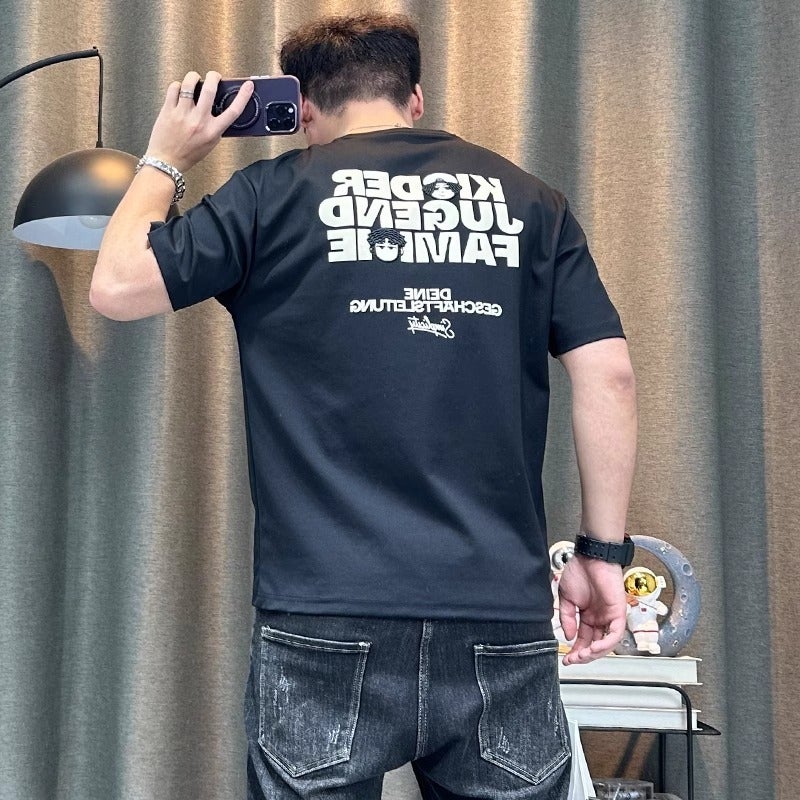2024 Short-Sleeved T-Shirt Men'S High-End Trendy Brand Slim-Fit Men'S Casual Fashion Printed Half-Sleeved T-Shirt - Image 4