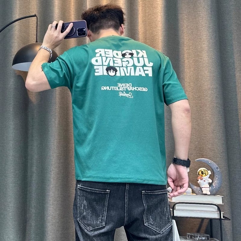 2024 Short-Sleeved T-Shirt Men'S High-End Trendy Brand Slim-Fit Men'S Casual Fashion Printed Half-Sleeved T-Shirt - Image 2