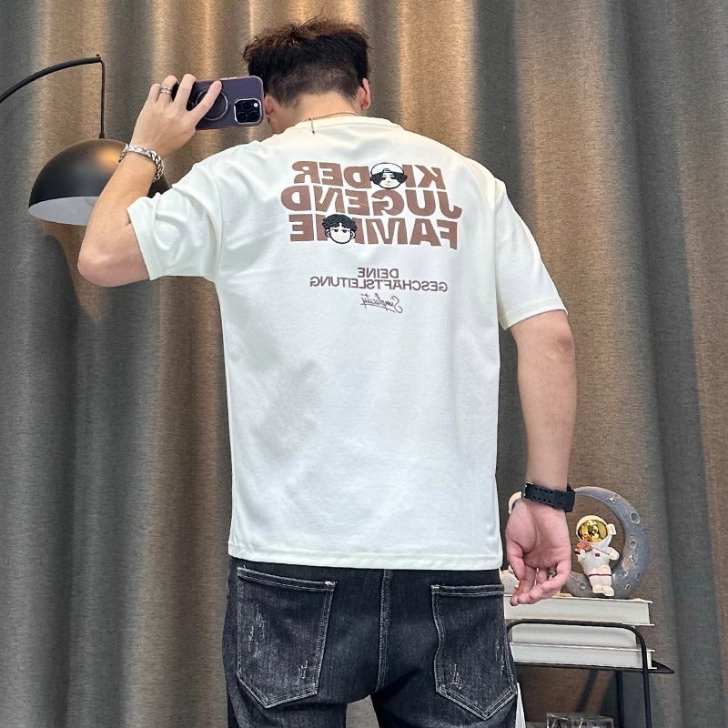 2024 Short-Sleeved T-Shirt Men'S High-End Trendy Brand Slim-Fit Men'S Casual Fashion Printed Half-Sleeved T-Shirt - Image 3