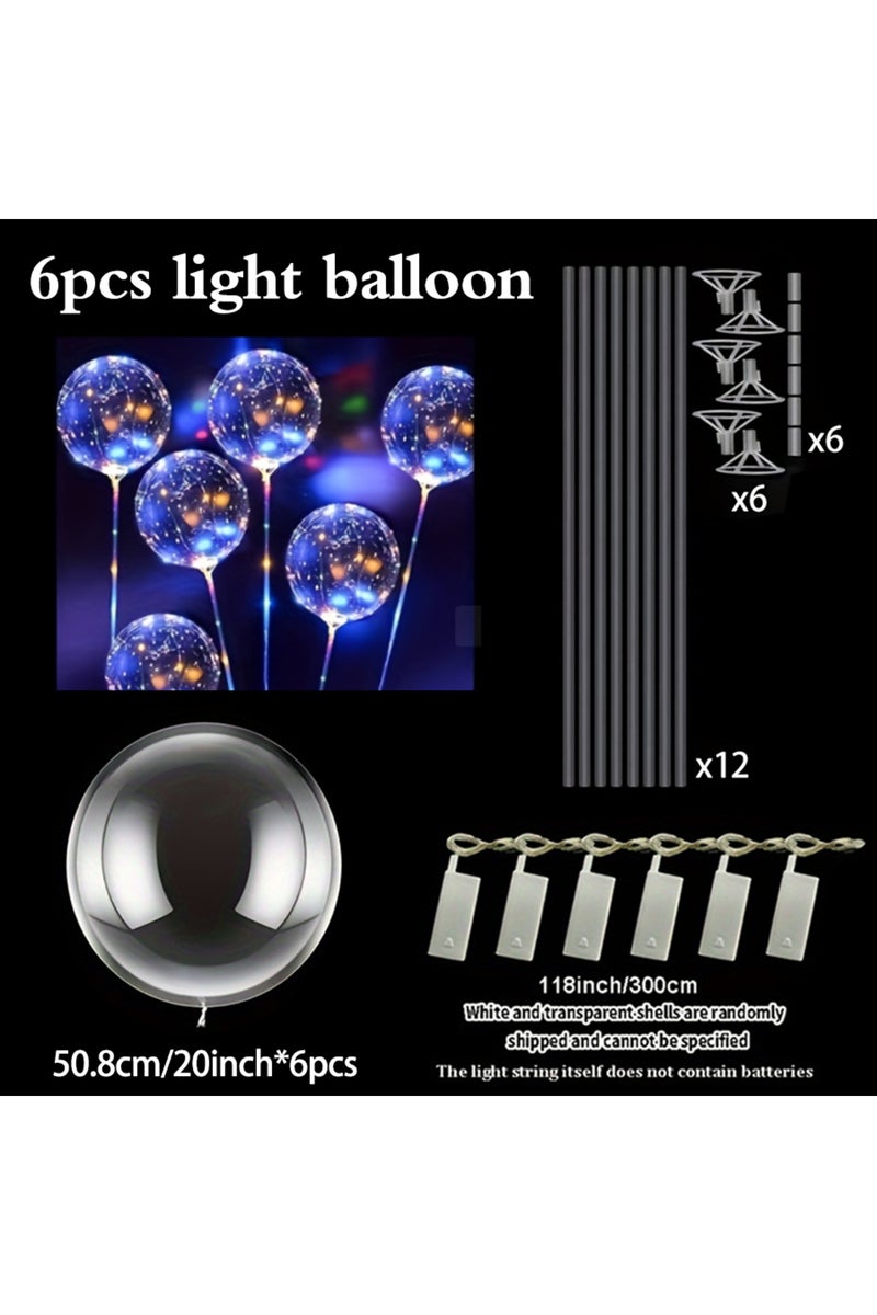 20inch Colorful Version 6 Led Luminous Transparent Balloons for Weddings, Birthdays, Bachelor Party