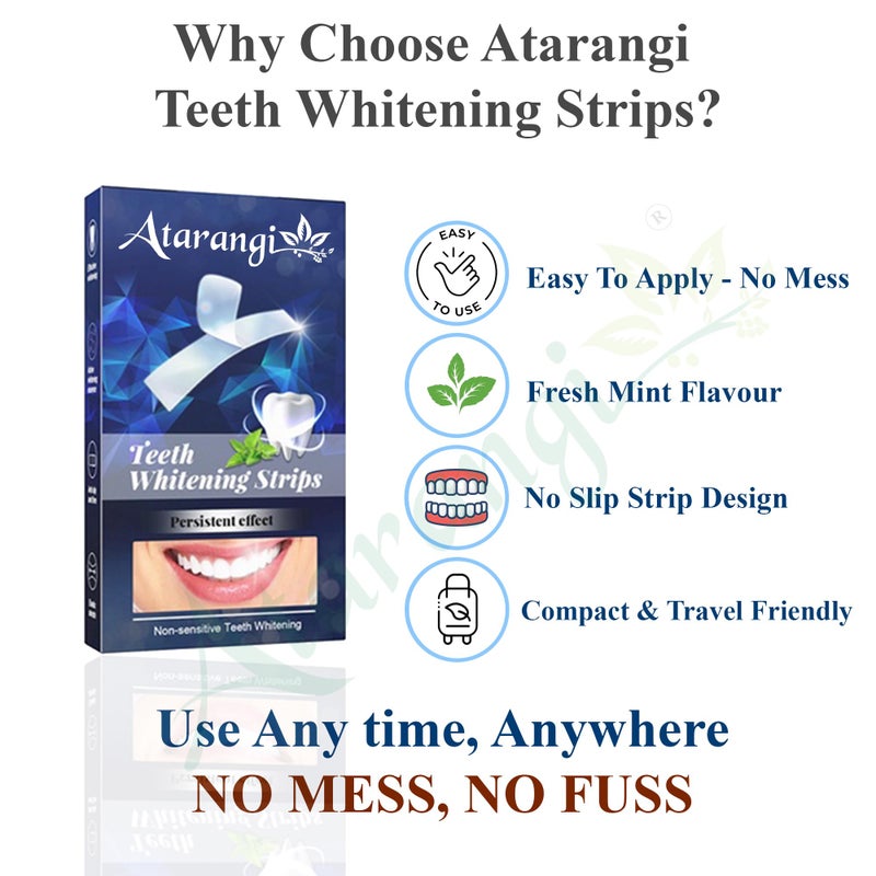 Atarangi Teeth Whitening Strips - 14 PCS (7 Pairs) - Helps Remove Surface Stains from Coffee, Tea & Smoking - Easy Apply & Fresh Mint Flavour - Image 2