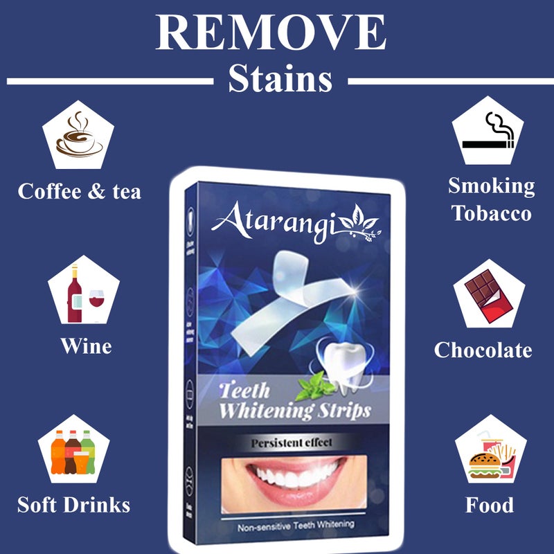 Atarangi Teeth Whitening Strips - 14 PCS (7 Pairs) - Helps Remove Surface Stains from Coffee, Tea & Smoking - Easy Apply & Fresh Mint Flavour - Image 5