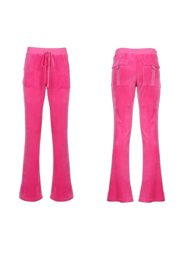 HBER Women's 2 Piece Velour Tracksuit Set Heart Print Long Sleeve Zipper Hoodie Cropped Jacket and Sweatpants Y2K Sweatsuit Set (B-Pink, Small) - Image 5