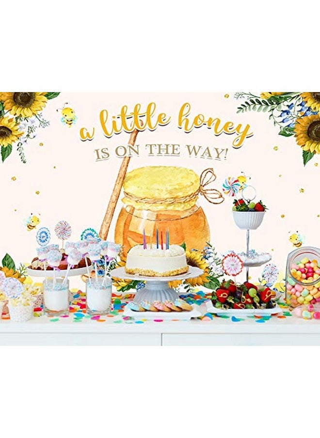 Ticuenicoa - A Little Honey Is On The Way Baby Shower Backdrop For Girl And Boy Honey Sunflower Baby Shower Background For Photography Bee Theme Photo Booth Props Babyshower Banner Birthday Decors 5X3Ft - Image 1