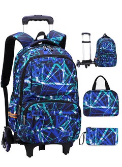URbazaar 3-PCS Boys Rolling Backpacks Kids'Luggage Wheeled Backpack for School Boys Trolley Bags Roller Bookbag with Lunch Bag  - Image 1