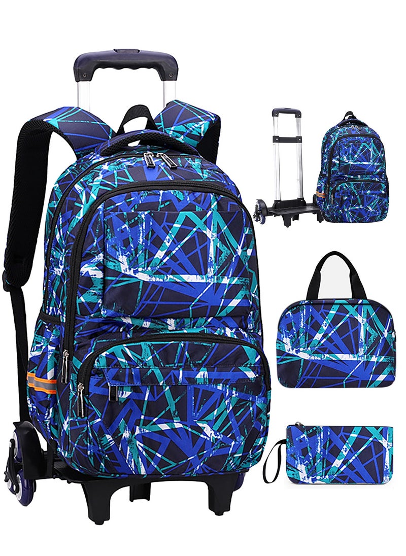 URbazaar 3-PCS Boys Rolling Backpacks Kids'Luggage Wheeled Backpack for School Boys Trolley Bags Roller Bookbag with Lunch Bag  - Image 1