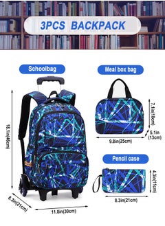 URbazaar 3-PCS Boys Rolling Backpacks Kids'Luggage Wheeled Backpack for School Boys Trolley Bags Roller Bookbag with Lunch Bag  - Image 2