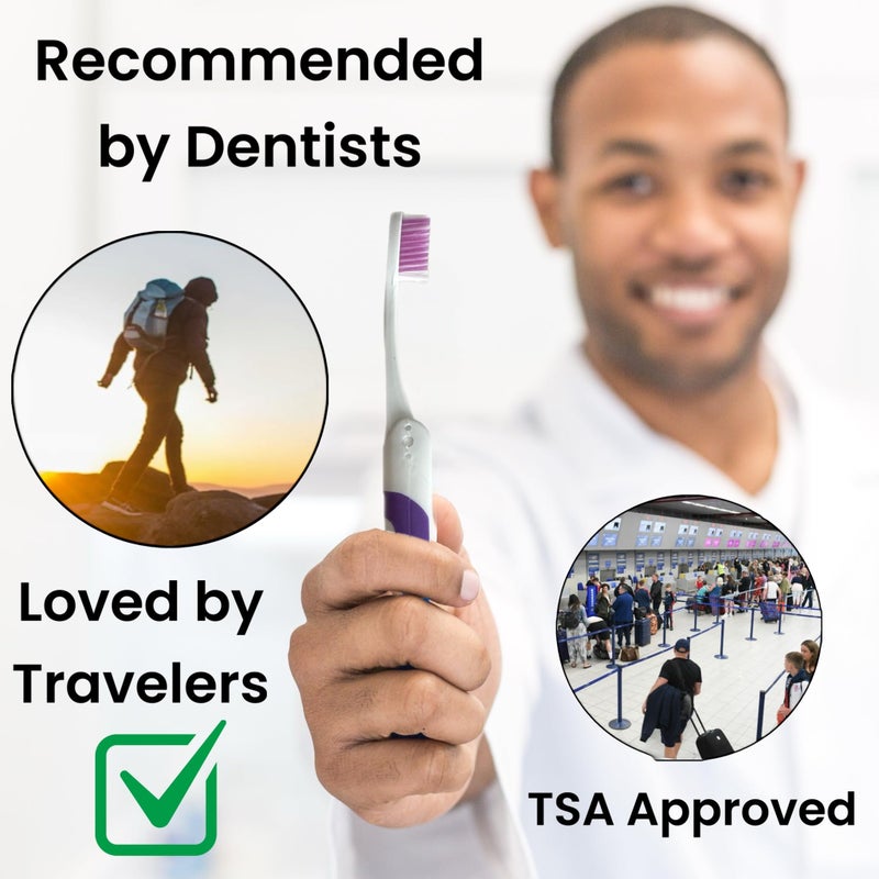 ALAZCO Comfort Hold Travel Toothbrush On The Go Folding Medium Bristle Brushes Compact Size Ergonomic Foldable Tooth Brush Camping Gym School Locker Backpack TSA Approved (4pc Medium) - Image 5