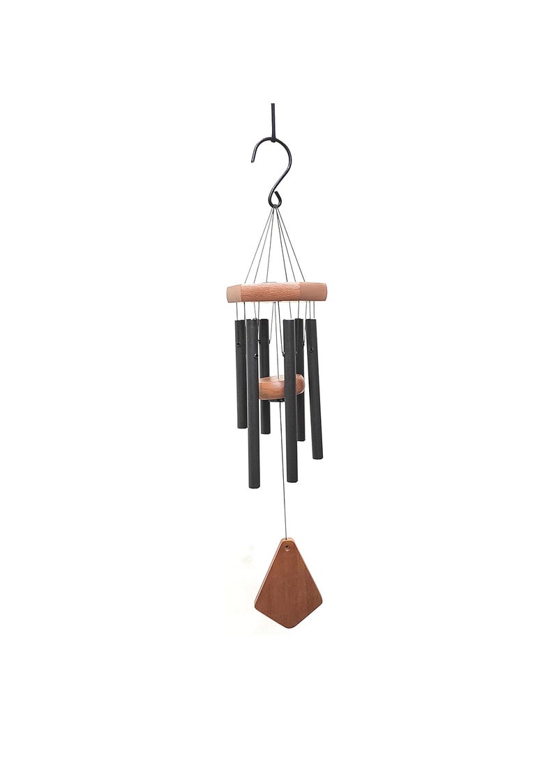 Plus Value Plus Value Feng Shui Metal Wind Chimes for Home Bungalow Villa Bedroom Balcony Garden Outdoor Festival Decor 6 Pipes Windchime 22 Inches Black Color Deep Tone  - Image 1