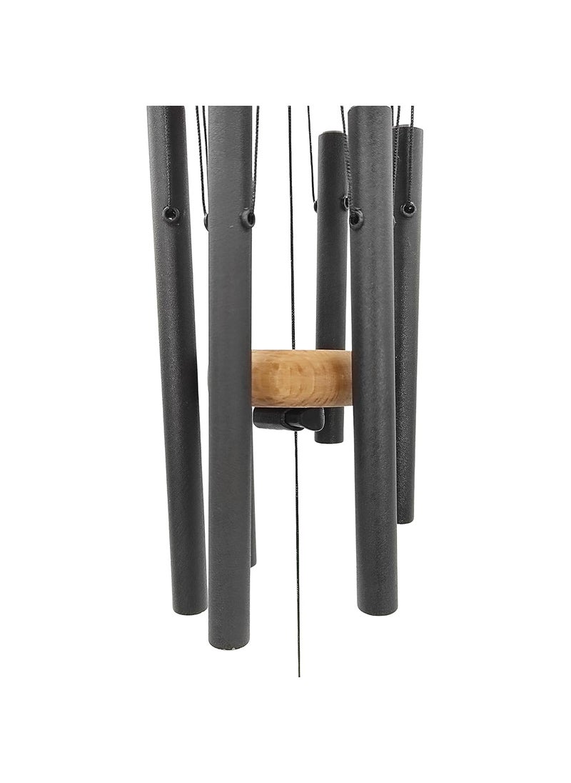 Plus Value Plus Value Feng Shui Metal Wind Chimes for Home Bungalow Villa Bedroom Balcony Garden Outdoor Festival Decor 6 Pipes Windchime 22 Inches Black Color Deep Tone  - Image 5