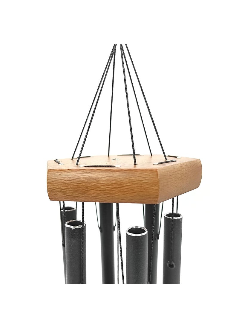 Plus Value Plus Value Feng Shui Metal Wind Chimes for Home Bungalow Villa Bedroom Balcony Garden Outdoor Festival Decor 6 Pipes Windchime 22 Inches Black Color Deep Tone  - Image 4