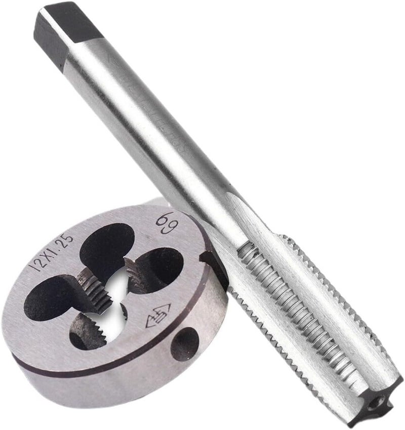 Machine Thread Tap and Round Die M10/M12/M14/M16/M15/M18/M20 Screw Thread Metric Tap Die Set Right Hand HSS Machine Threading Taper Plug Round(Black) - Image 1