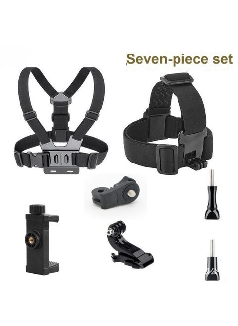 7-in-1 Accessories Set for GoPro Hero 13/12/11/10/9/8/7/6/5/4, Quick Release Chest Mount + Head Strap + Phone Holder Kit, Compatible with iPhone, Samsung, DJI Action, Insta360, AKASO, SJCAM & Action Cameras for POV & Vlog
