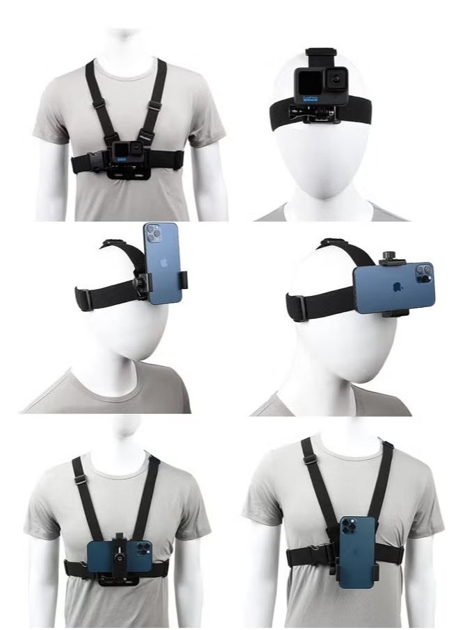 Generic 7-in-1 Accessories Set for GoPro Hero 13/12/11/10/9/8/7/6/5/4, Quick Release Chest Mount + Head Strap + Phone Holder Kit, Compatible with iPhone, Samsung, DJI Action, Insta360, AKASO, SJCAM & Action Cameras for POV & Vlog  - Image 3