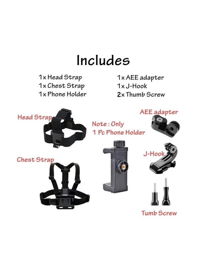 Generic 7-in-1 Accessories Set for GoPro Hero 13/12/11/10/9/8/7/6/5/4, Quick Release Chest Mount + Head Strap + Phone Holder Kit, Compatible with iPhone, Samsung, DJI Action, Insta360, AKASO, SJCAM & Action Cameras for POV & Vlog  - Image 5