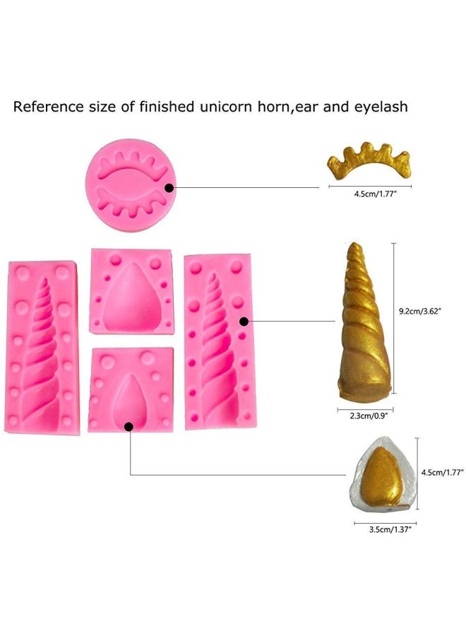 NIBEMINENT Unicorn Silicone Mold Baking Tool Fondant Cake Mould Decor Reusable Horn, Ears and Eyelash Set, Decoration for Baby Shower Set of 7 pink 10 x 5 5cm - Image 4