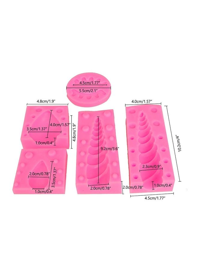 NIBEMINENT Unicorn Silicone Mold Baking Tool Fondant Cake Mould Decor Reusable Horn, Ears and Eyelash Set, Decoration for Baby Shower Set of 7 pink 10 x 5 5cm - Image 2