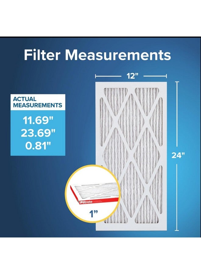 FILTRETE Filtrete 12x24x1 AC Furnace Air Filter, MERV 11, MPR 1000, Micro Allergen Defense, 3-Month Pleated 1-Inch Electrostatic Air Cleaning Filter, 4 Pack (Actual Size 11.69 x 23.69 x 0.81 in)  - Image 2
