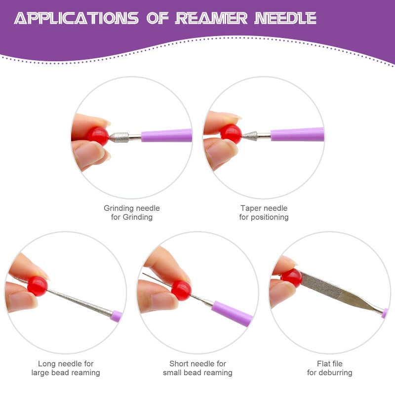 MUZHI Bead Reamer for Jewelry Making, Bead Spinner Hole Enlarger Tool for Glass Plastic Metal Wood Beads, Remove Burrs, Enlarge Holes, Smooth Edges(5 Pieces) - Image 5