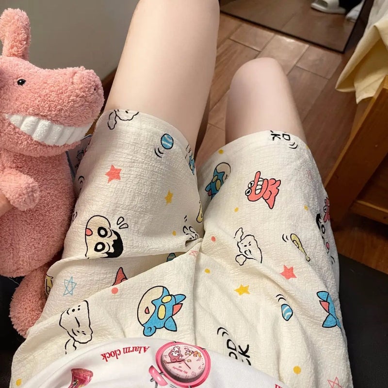 Summer Pajama Pants Women'S Baby Cotton Anti-Mosquito Pants Cartoon Printed Thin Casual Shorts Home Pants Outer Wearing Walking Pants - Image 1