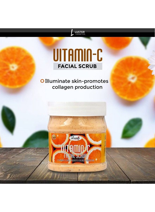 LUSTER Vitamin C Facial Scrub; 100% Natural; Tan & Dirt Removal Scrub; Illuminates Skin & Deep Cleanses; Full Body Scrub For Women & Men; All Skin Types; Paraben & Sulfate Free 500 Ml - Image 3