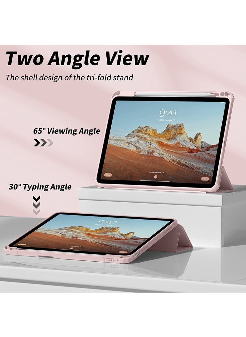 روك بو - حافظة لجهاز iPad الجيل العاشر 2022 حافظة iPad 10 حافظة ثلاثية الطي مع حامل شفاف وغطاء خلفي مع حامل قلم ذكي لجهاز iPad الجيل العاشر 2022 مقاس 10.9 بوصة - Image 1