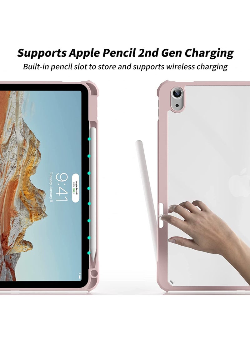 روك بو - حافظة لجهاز iPad الجيل العاشر 2022 حافظة iPad 10 حافظة ثلاثية الطي مع حامل شفاف وغطاء خلفي مع حامل قلم ذكي لجهاز iPad الجيل العاشر 2022 مقاس 10.9 بوصة - Image 1