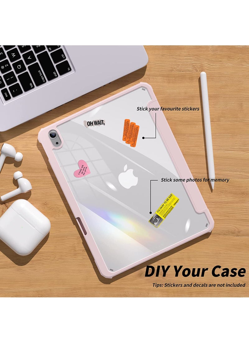 روك بو - حافظة لجهاز iPad الجيل العاشر 2022 حافظة iPad 10 حافظة ثلاثية الطي مع حامل شفاف وغطاء خلفي مع حامل قلم ذكي لجهاز iPad الجيل العاشر 2022 مقاس 10.9 بوصة - Image 1
