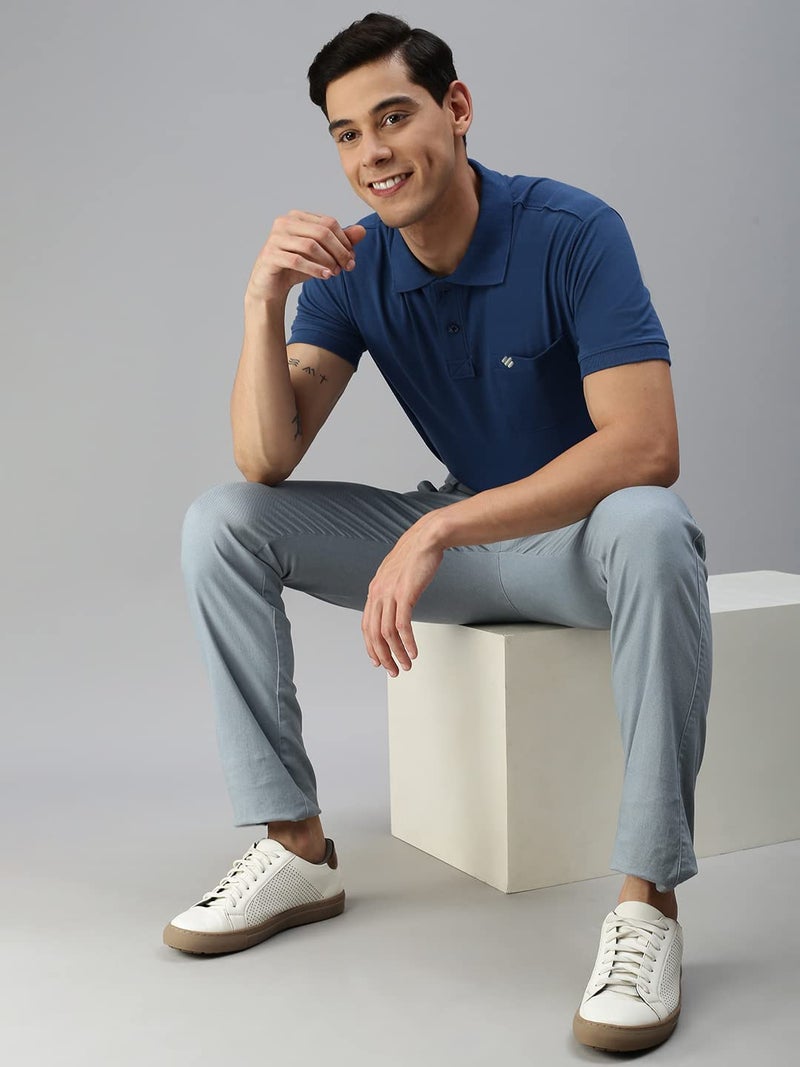 ONN Men's Azure Half Sleeves Polo Collar T-Shirt with Pocket(Size : Medium) - Image 5