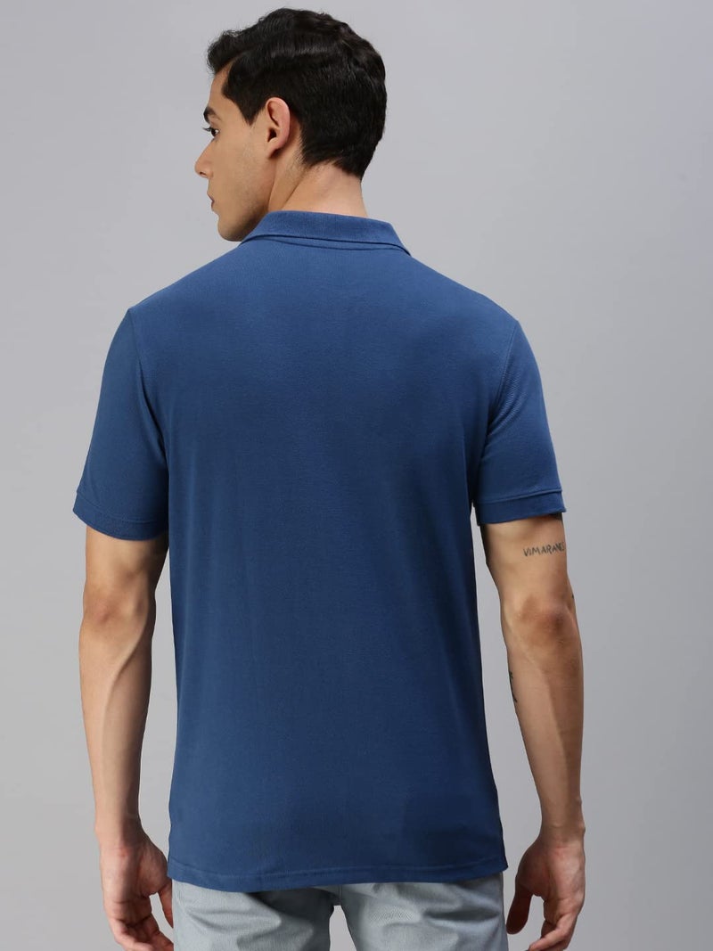 ONN Men's Azure Half Sleeves Polo Collar T-Shirt with Pocket(Size : Medium) - Image 4