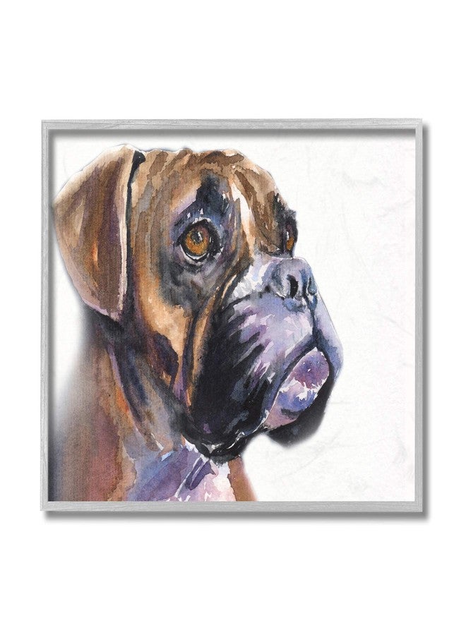 Stupell Industries Cute Boxer Dog Pet Portrait Minimal Brown - Image 1