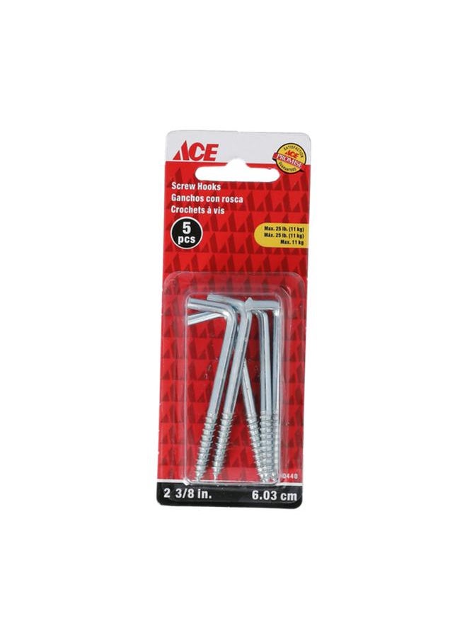 ACE Zinc Plated Square Bend Head Screw Hooks Silver 2-3/8inch TSRW-23 