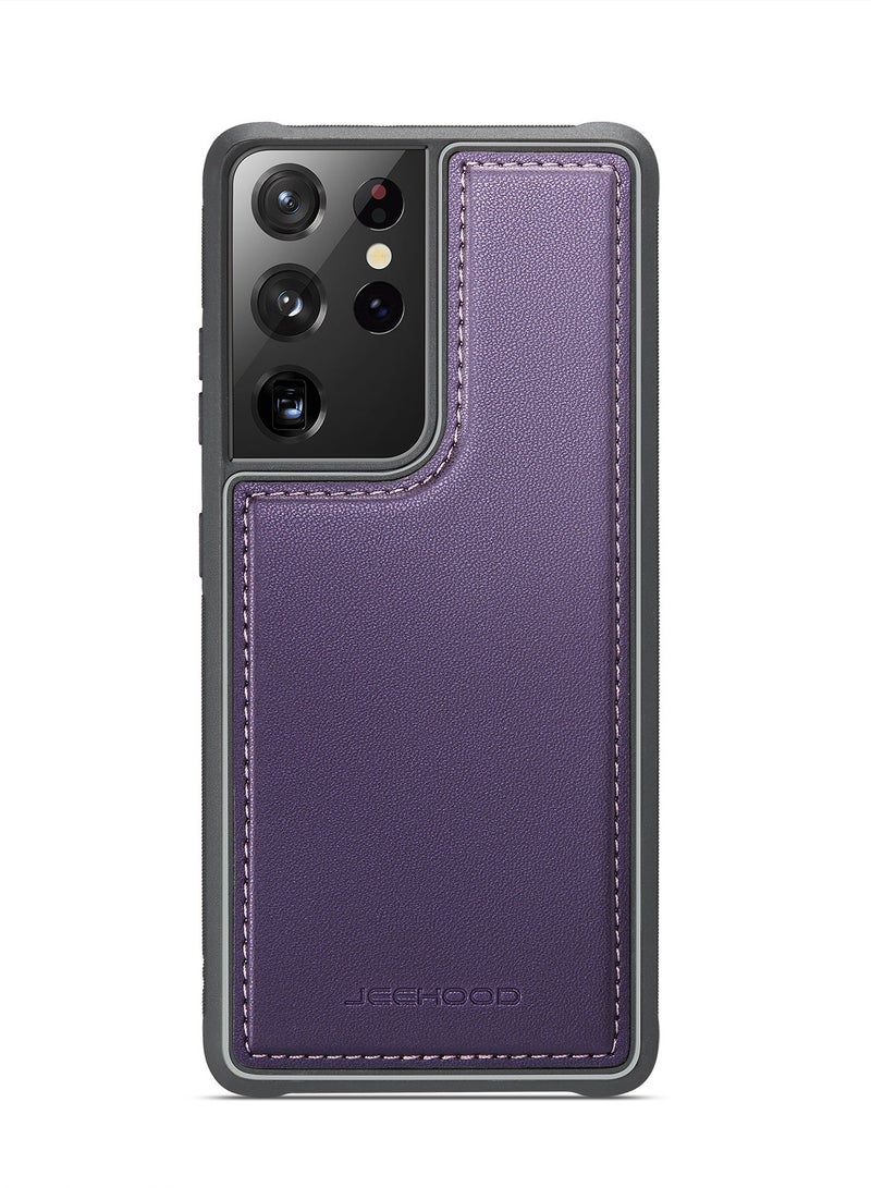 JEEHOOD CaseMe Phone Case Compatible with Samsung Galaxy S21 Ultra Luxury PU Leather Back Cover Cover Compatible with Samsung Galaxy S21 Ultra - Purple - Image 3