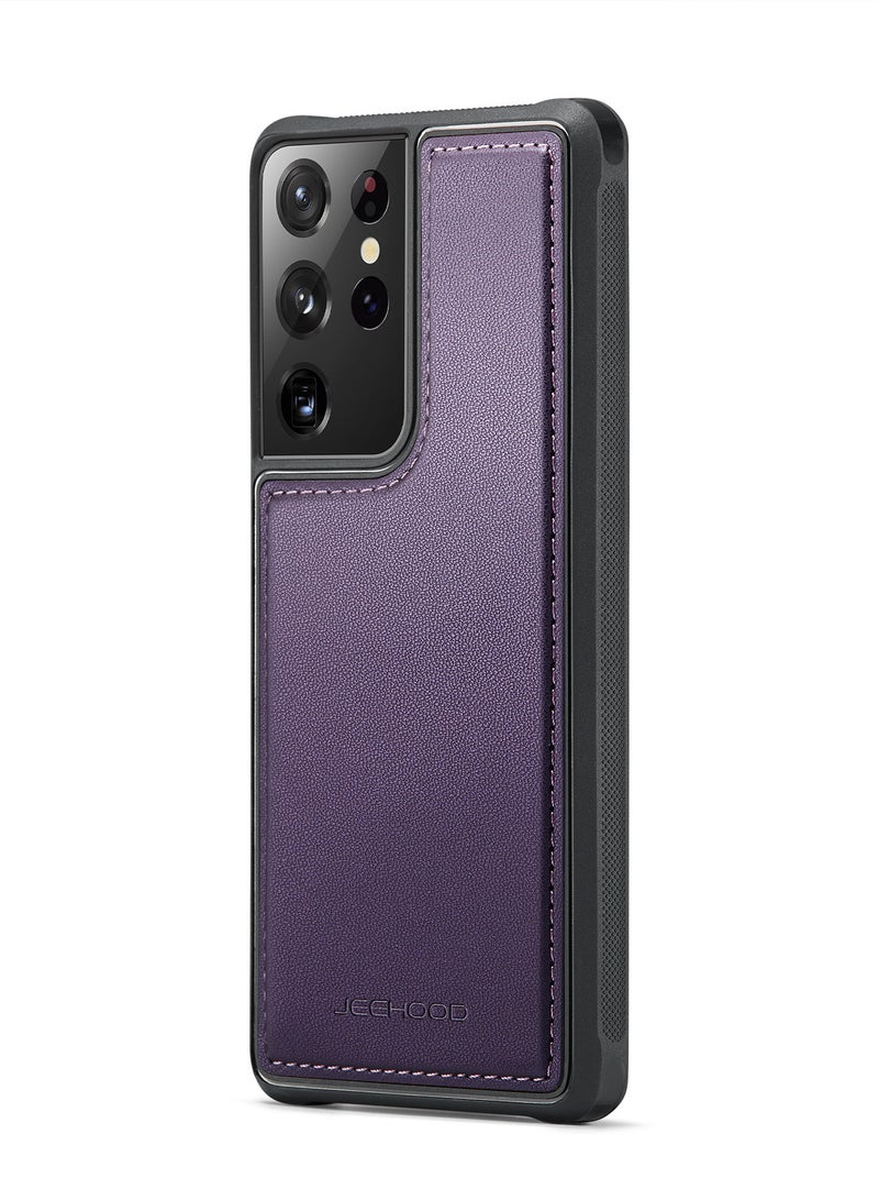 JEEHOOD CaseMe Phone Case Compatible with Samsung Galaxy S21 Ultra Luxury PU Leather Back Cover Cover Compatible with Samsung Galaxy S21 Ultra - Purple - Image 1
