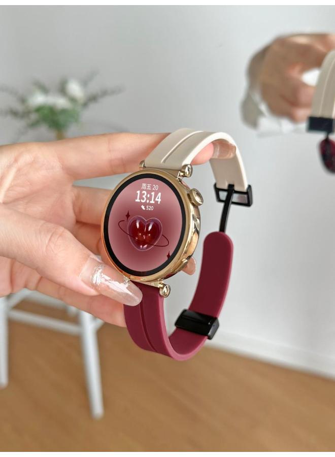 For Huawei Gt4/Gt3 Strap Gt5 Silicone Magnetic Smart Watch Watch4pro Watch Strap Watchgt-Color:Lotus Root Pink - Suitable For Huawei Gt3/gt3pro [dial 46mm]  - Image 2