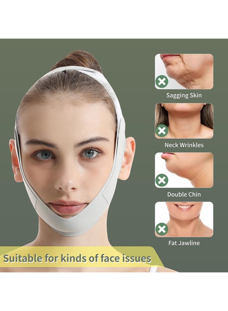 إسكدنيا حزام شد الذقن المزدوج، قناع تحديد الوجه V، حزام رفع وإحكام قابل لإعادة الاستخدام، مريح وقابل للتنفس، شد وترميم خط الفك للنساء والرجال (أخضر) - Image 5