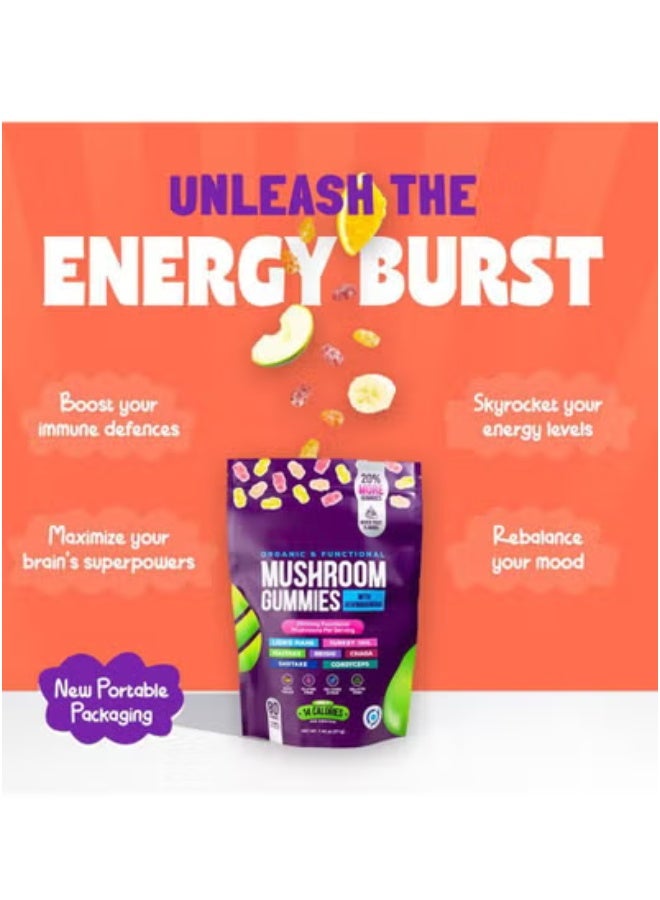 Wins Town Ashwagandha KSM-66, Reishi, Lions Mane, Shiitake, Cordyceps, Turkey Tail, Maitake, Chaga Supplement Gummies - Mixed Fruits, 80 Gummies  - Image 3