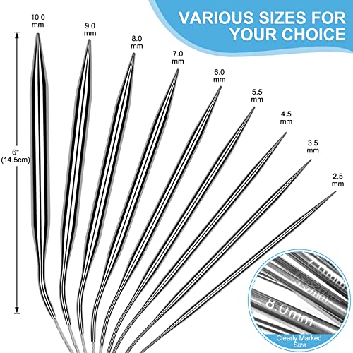 Aeelike Circular Knitting Needles Set, Stainless Steel Knitting Needles Round Knitting Needle Set (100 cm), 9 Pack Long Knitting Needles for Blankets Scarves Sweaters, Great for Beginners - Image 2