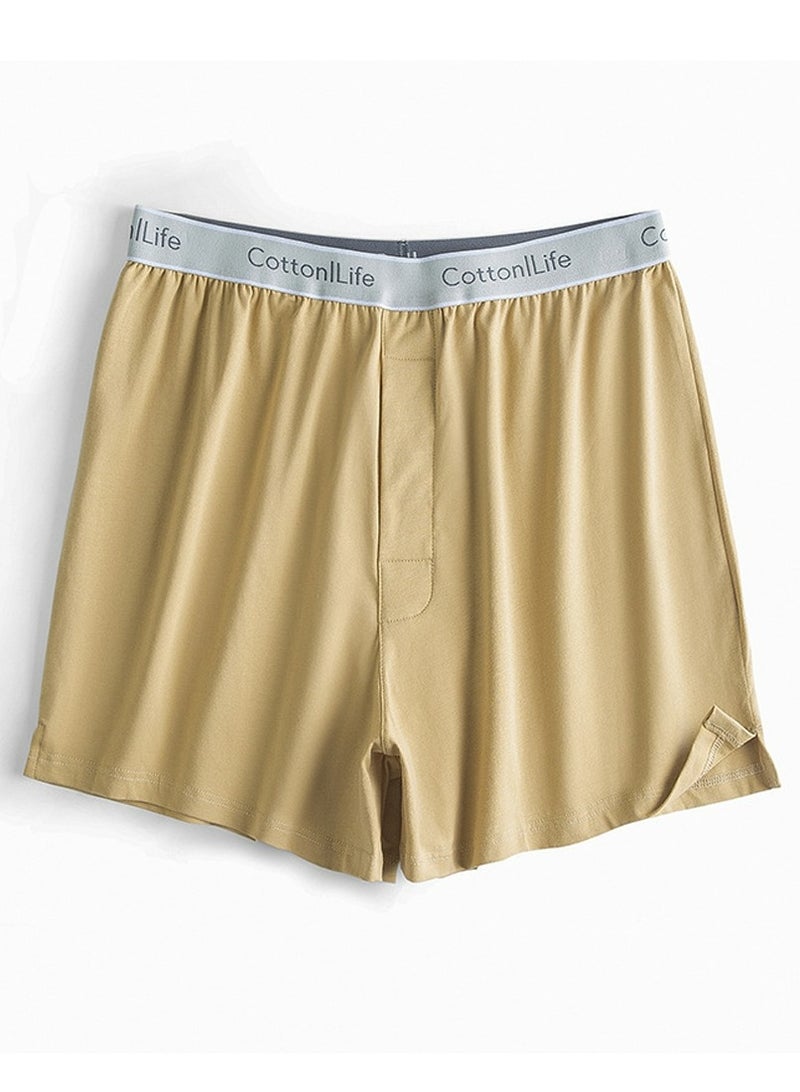 Loquat Men's Loose Boxer Briefs Lounge Shorts For Men Classic Relaxed Casual Pyjama Shorts Gold 
