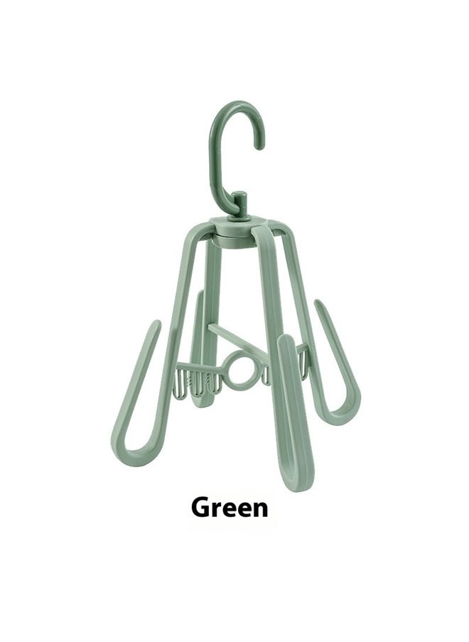 yongsheng 360 Degree Rotating Shoes Hanger Drying Hook Rack Green 19.3x19.3x24cm, Foldable Shoe Drying Rack Multi Functional Hanging Organizer for Slippers Space Saving Design for Home Balcony Outdoor Use  - Image 2