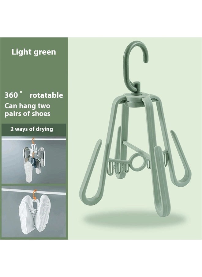 yongsheng 360 Degree Rotating Shoes Hanger Drying Hook Rack Green 19.3x19.3x24cm, Foldable Shoe Drying Rack Multi Functional Hanging Organizer for Slippers Space Saving Design for Home Balcony Outdoor Use  - Image 3