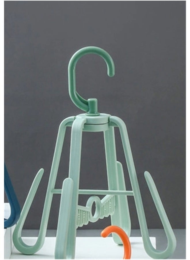 yongsheng 360 Degree Rotating Shoes Hanger Drying Hook Rack Green 19.3x19.3x24cm, Foldable Shoe Drying Rack Multi Functional Hanging Organizer for Slippers Space Saving Design for Home Balcony Outdoor Use  - Image 4