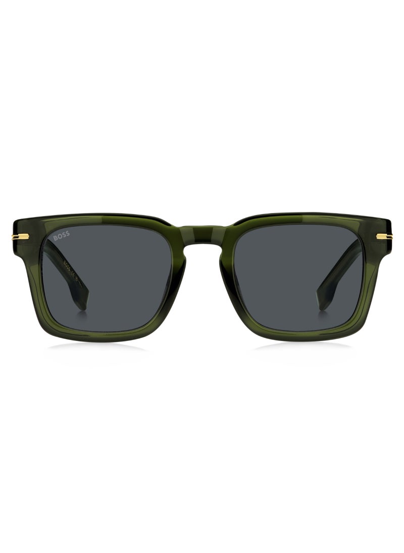 HUGO BOSS Men's UV Protection Rectangular Shape Acetate Sunglasses BOSS 1625/S GREY 41 - Lens Size: 41.4 Mm - Green  - Image 3