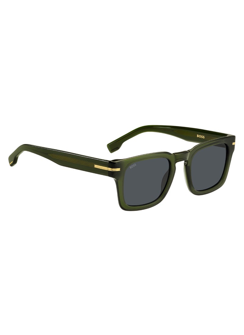 HUGO BOSS Men's UV Protection Rectangular Shape Acetate Sunglasses BOSS 1625/S GREY 41 - Lens Size: 41.4 Mm - Green  - Image 2