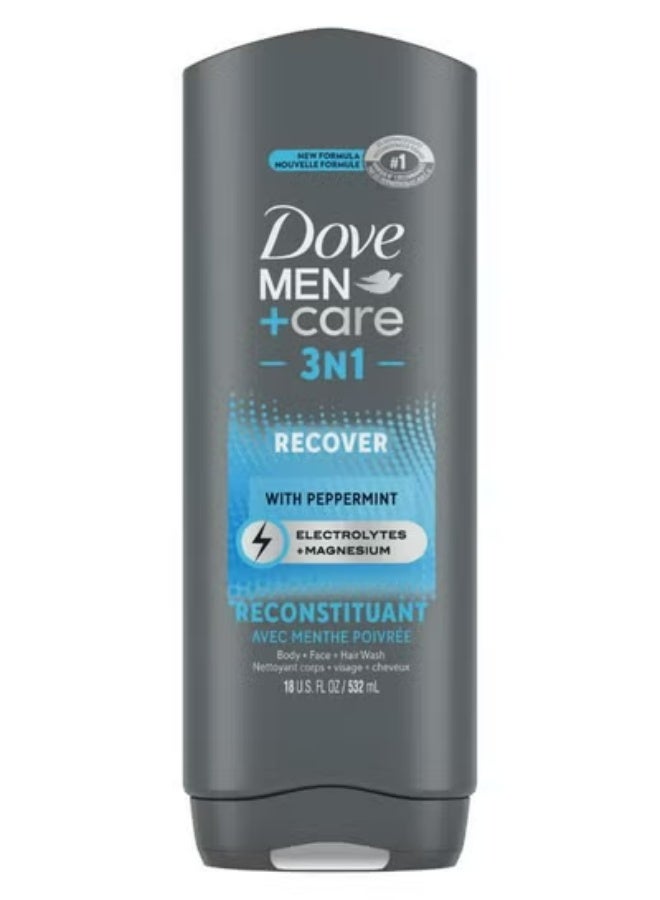 دوف غسول الجسم والوجه والشعر 3 في 1 برائحة النعناع، ​​532 مل